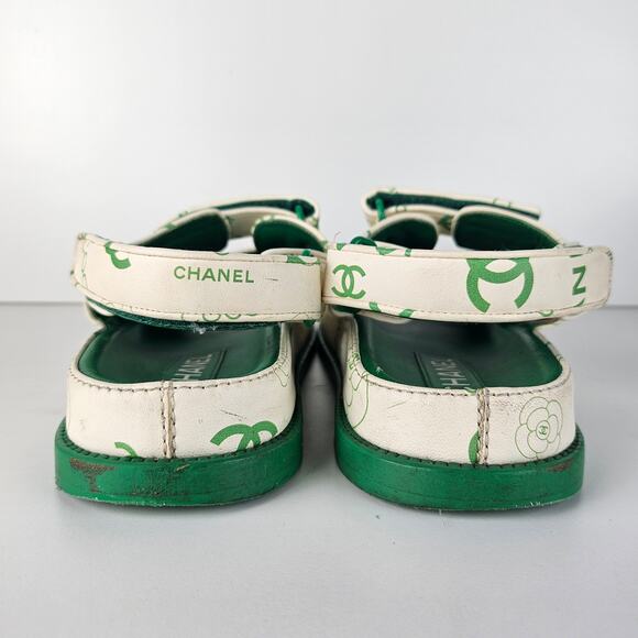 Chanel Green CC Dad Sandals US 8 / EU 38 - Picture 6 of 11